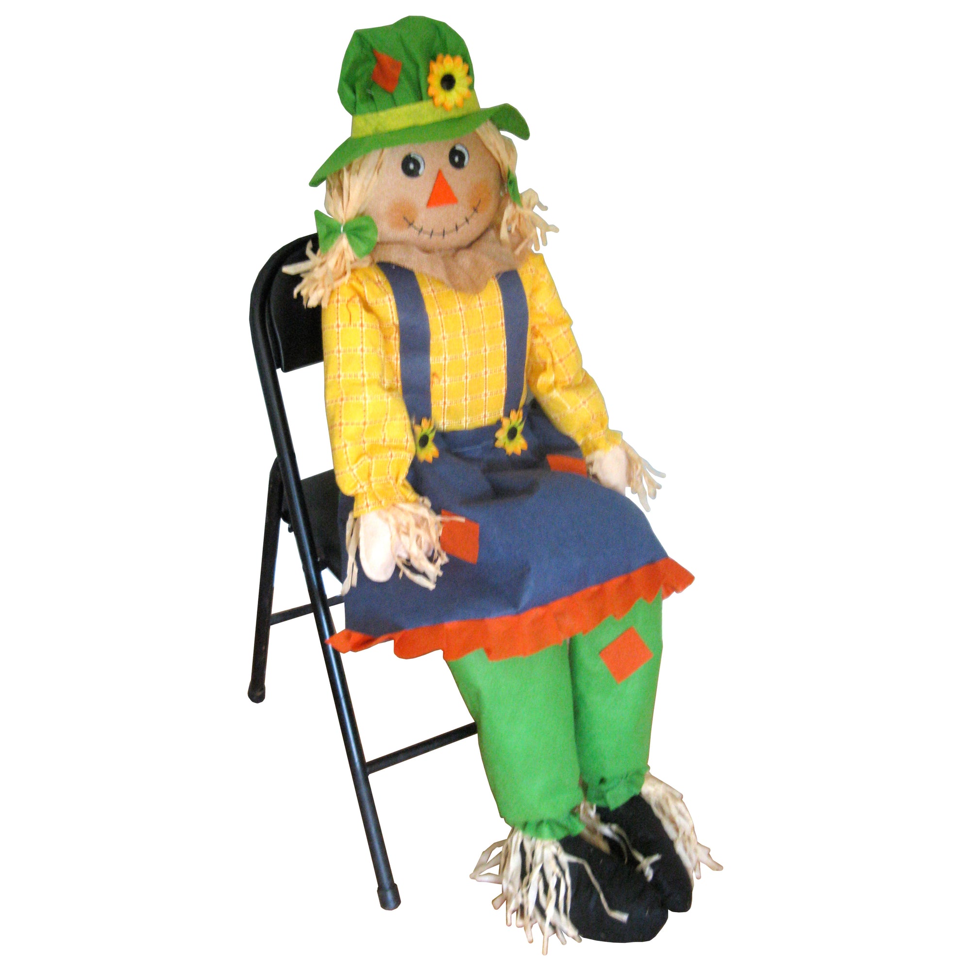 Large Scarecrow Sitter Woman Cute Girl Harvest Halloween Fall Decoration Prop